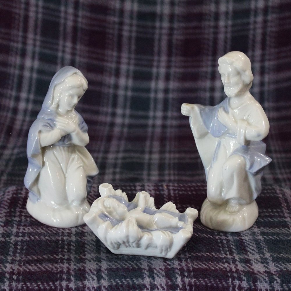 Blue and White Ceramic Nativity Set